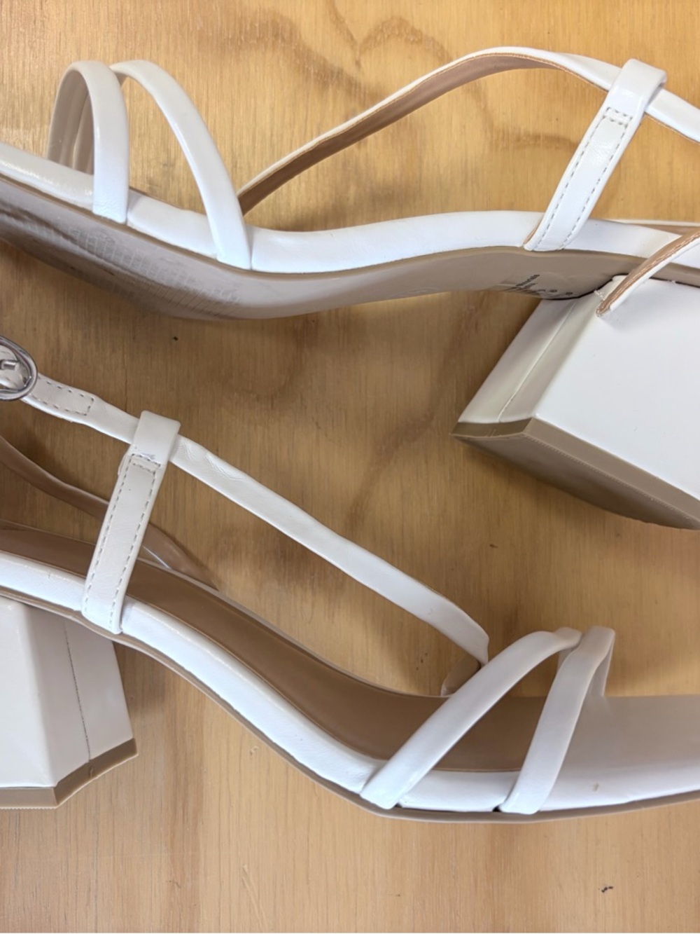 White Strappy Block Heel Sandals